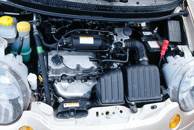 Daewoo Matiz компановка двигателя, вид сверху